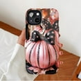 thumbnail image 2 of Glittery Pumpkin Bow iPhone Case with Sparkly Black Bow & Star Accents for Women, Perfect for Fall & Halloween, Compatible with iPhone 11/12/13/14/15/16 (Pro Max/Plus), 2 of 9