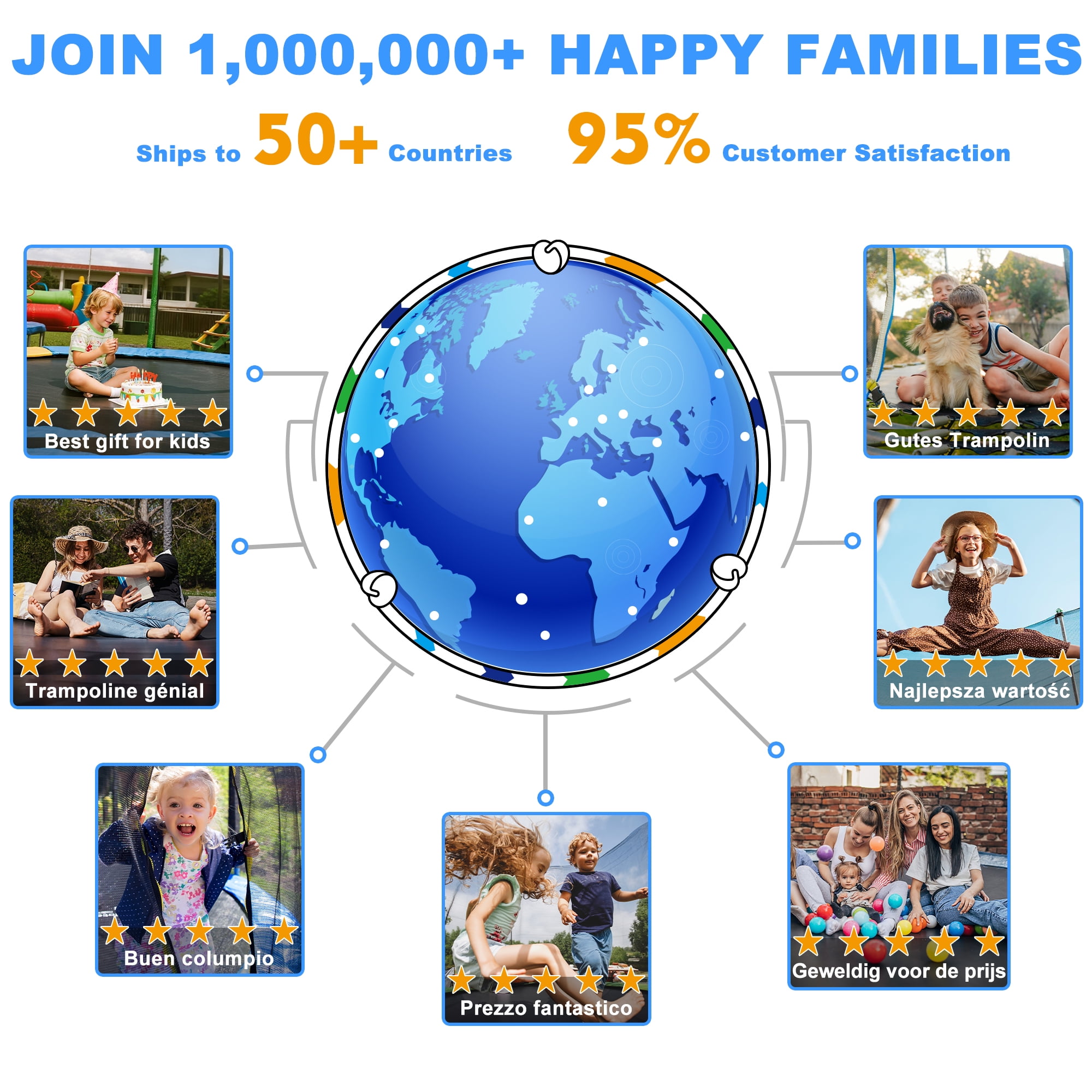 YORIN 10FT 8FT 12FT 14FT Trampoline with Enclusore Net, Sprinkler & LED Lights, 1000LBS Capacity Outdoor Trampoline for 3-4 Kids, Safety Enclosure Net, Ladder, Heavy-Duty Backyard Round Trampoline