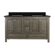 Brantley 61" Distressed Grey Vanity with Black Galaxy Granite Top