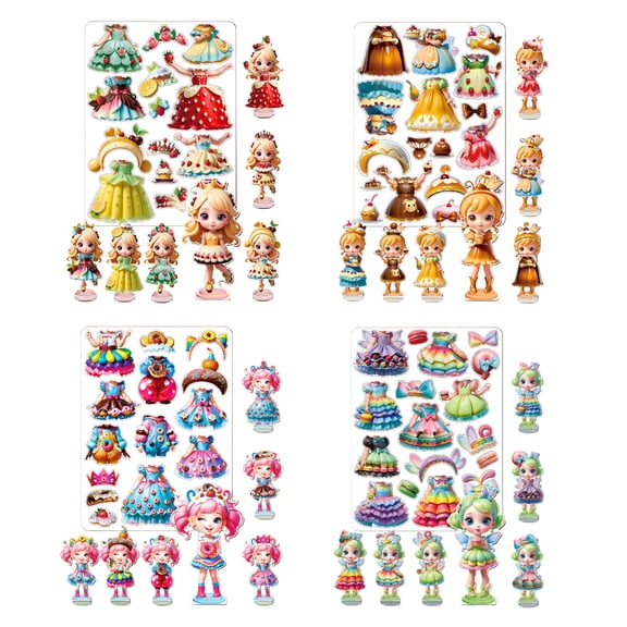 Magnetic Dress up Dolls - Girls Fun Mix and Match Play Magnetic Paper Dolls with 4 Themed Magnetic Costume Stickers for Creating Imaginative Birthday Gifts(Dessert Fairy)