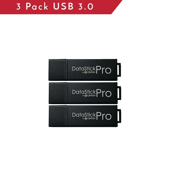 Centon ValuePack USB 3.0 Datastick Pro (Black), 32GB, 3 Pack