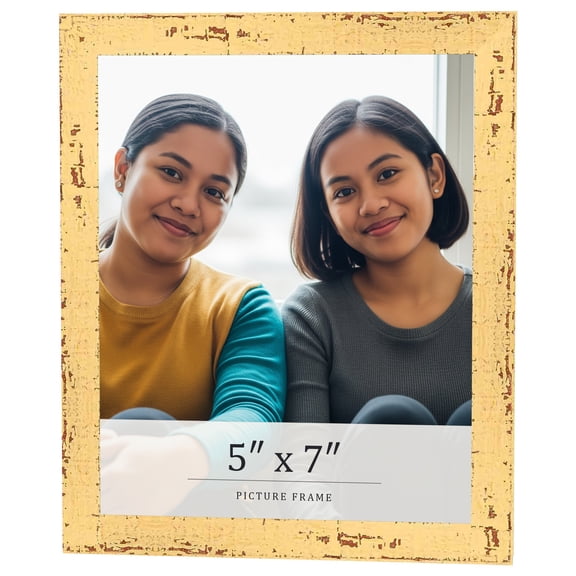 5x7 In Frame Yellow Real Wood Picture Frame Width 1.25 inches | Interior Frame Depth 0.5 inches |