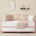 thumbnail image 5 of Twin Metal Daybed with Trundle, Pullout Trundle Bed Frame with Arched Headboard, Guest Sofa Bed with Steel Slat Support, No Box Spring Required, Easy Assembly, for Living Room, Bedroom, Pink, 5 of 7