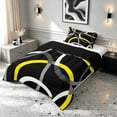 thumbnail image 2 of Manfei Black Yellow Circle Twin Comforter Sets,Aesthetic Minimalist Bedding Set, Black Reversible 2-Piece, 1 Comforter and 1 Pillowcase, 2 of 6