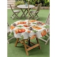 thumbnail image 3 of Outdoor Tablecloth with Umbrella Hole and Zipper, Orange Pumpkins Fall Round Table Cloth 60 Inch Waterproof Tablecloth, Rustic Leaves Thanksgiving Farmhouse Picnic Table Cover for Patio Camping, 3 of 7