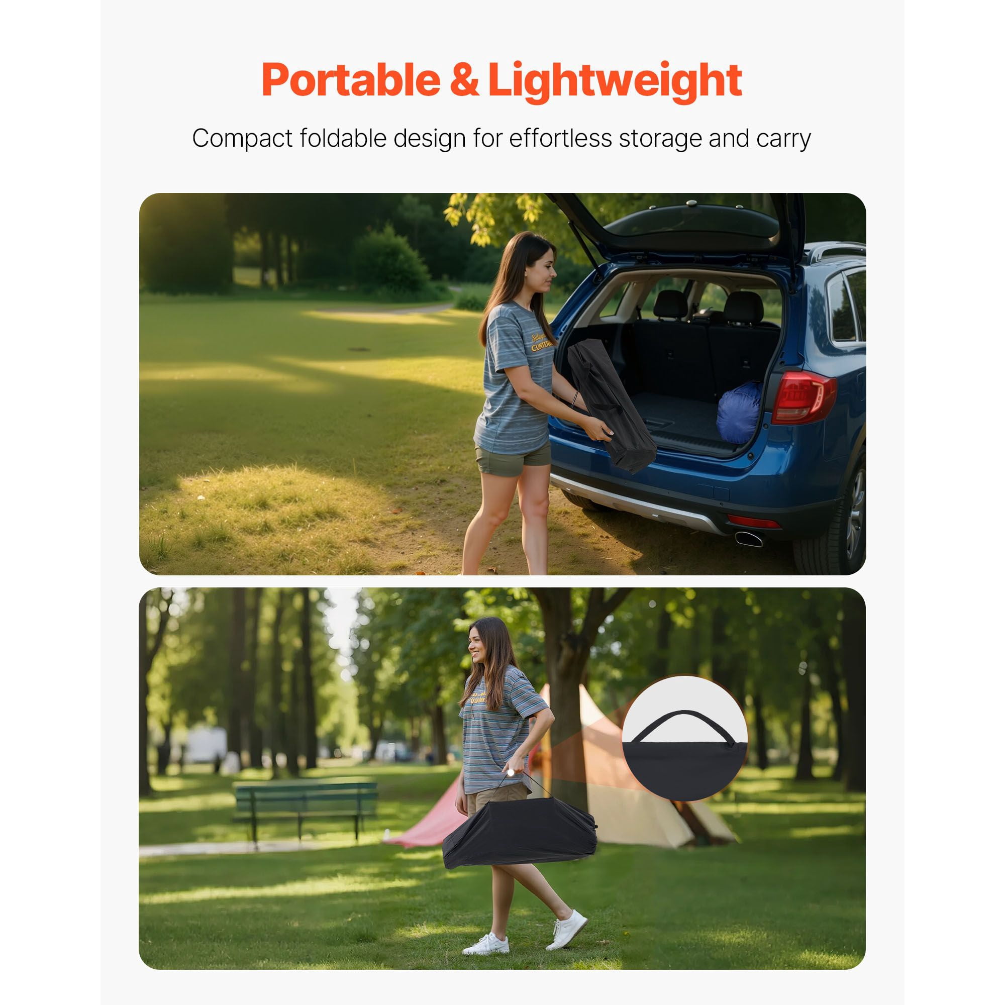 Folding Camping Table, Portable Roll Up Side Tables, Small Lightweight Aluminum Beach Table, Compact with Carry Bag, for Outdoor Cooking, Tailgating, Grilling, Picnic, Travel, Silver