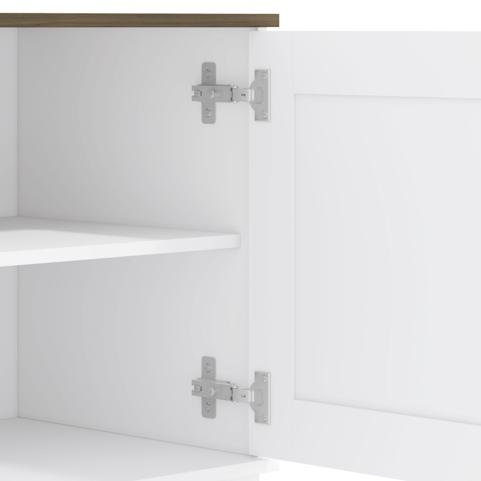 Kappesberg Fairfield Mid-Century Modern 59.4"W TV Stand with Drawers, Doors & Cable Niche – White/Light Oak