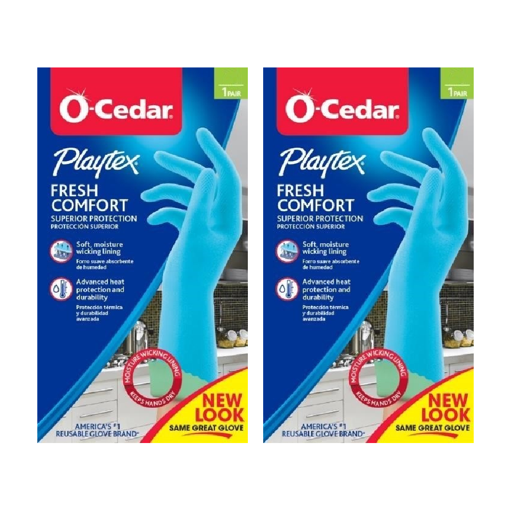 OCedar Playtex Small Fresh Comfort Latex Gloves Blue, 2 Pack