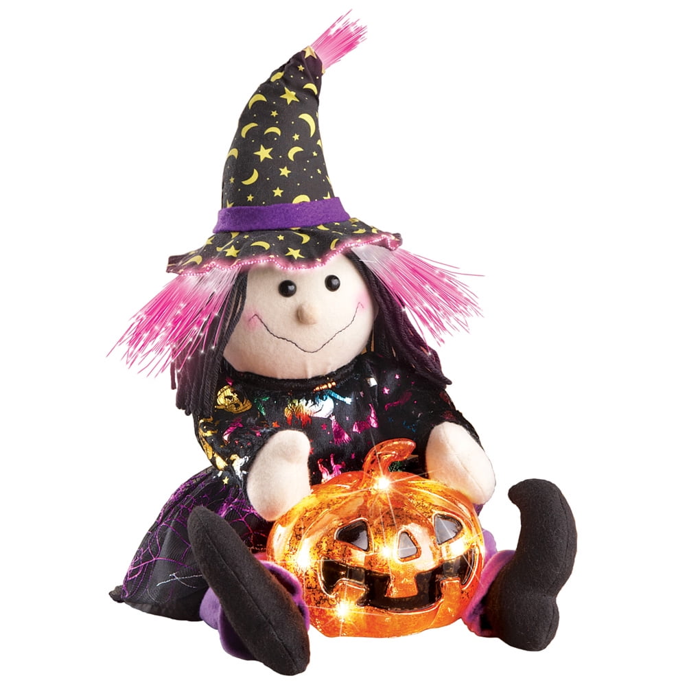 Light Up Fiber Optic Halloween Witch With Pumpkin Tabletop