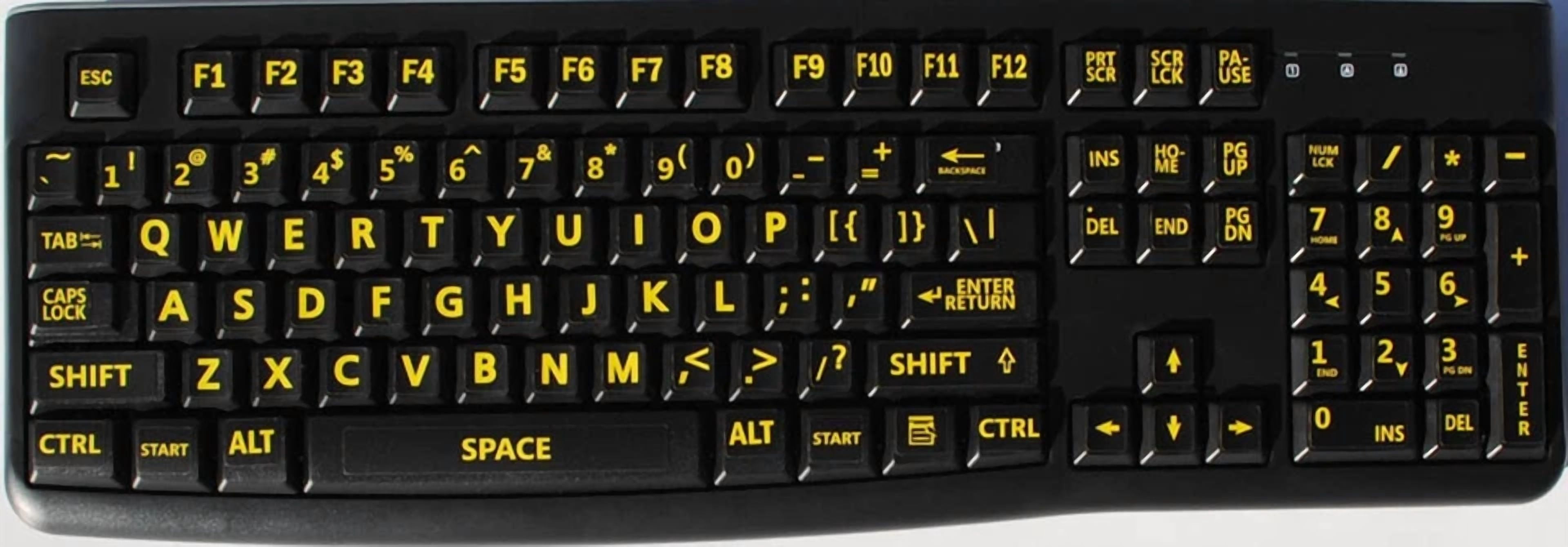 BUTTERFLY- English Us Keyboard Sticker Large Yellow Letters Black Background Labels