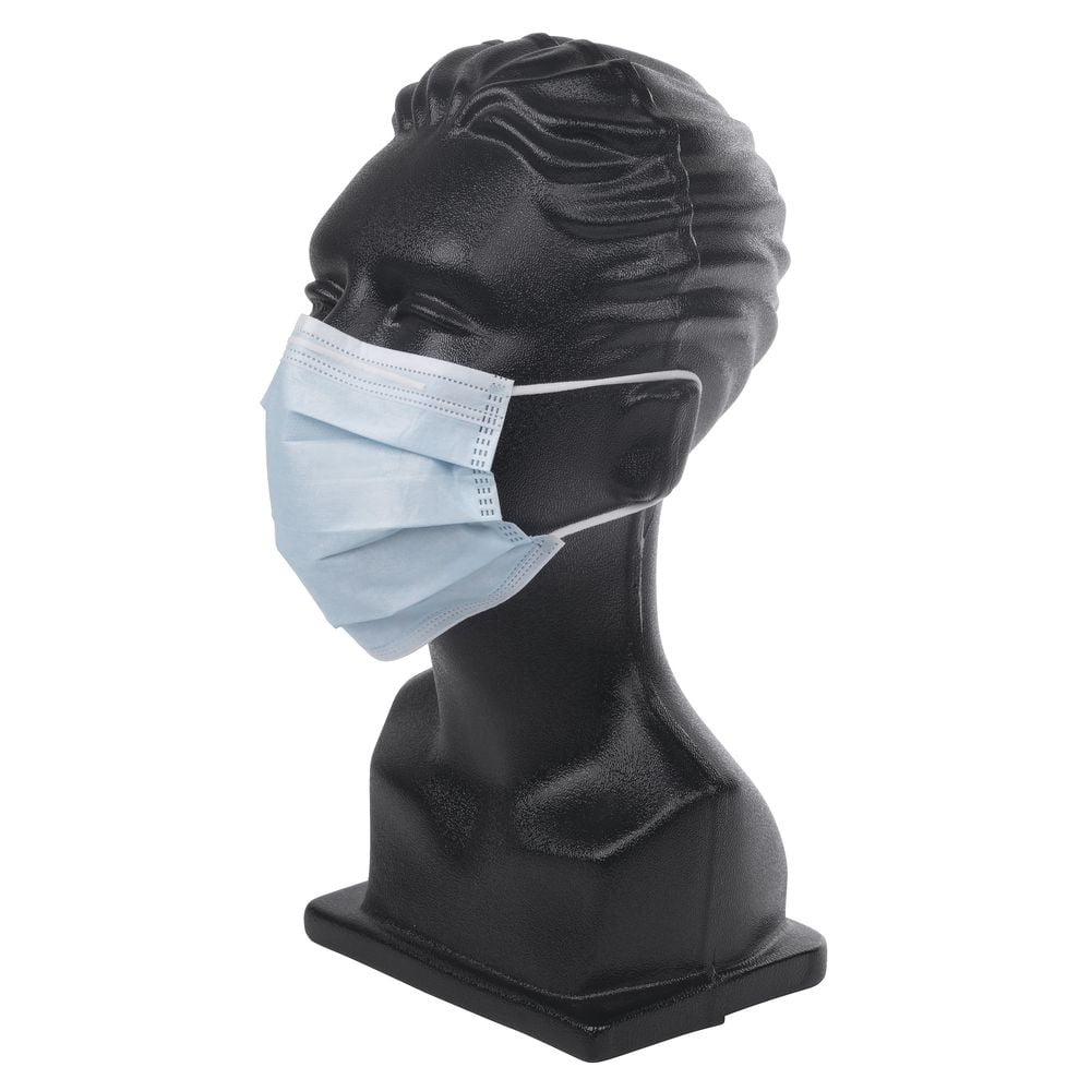 Blue 3-Ply Disposable Face Mask With Ear Loops - 7"L x 3 1/2"H
