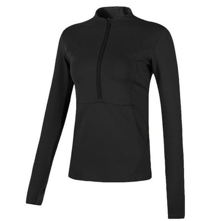 Clearance Merotable Autumn Winter Half Zipper Breathable Jacket Stretch Tight Fitness Clothes Slimming Sports Top Yoga Clothes Running Hiking Shirts
