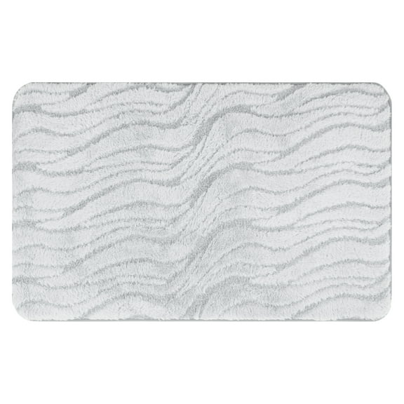 Unique Bargains Wave Pattern Bath Mat Soft Absorbent Non-Slip Bath Rugs Grey 16" x 24"