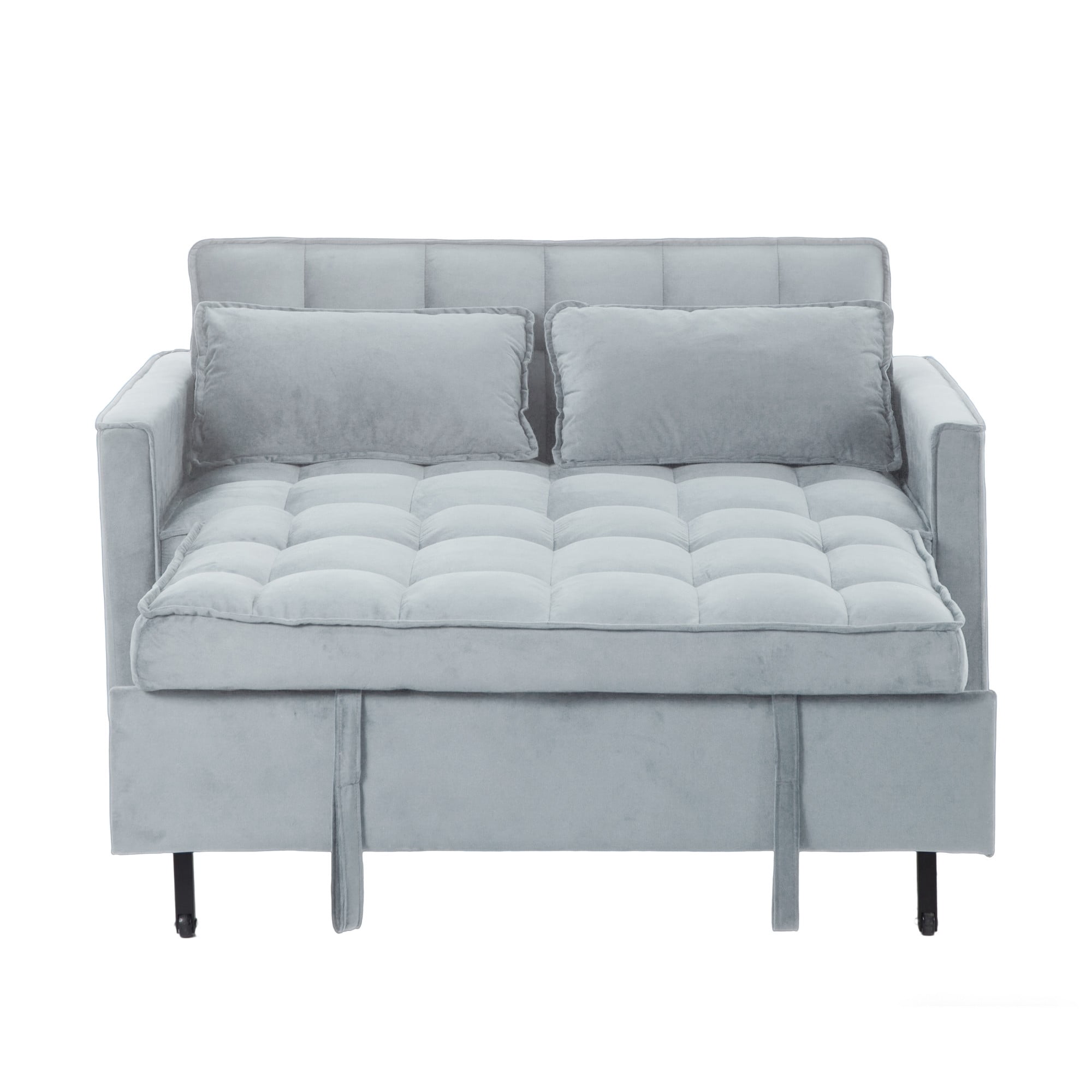 Gewnee 53.94" Pull-Out Sofa Bed – Convertible Twin Size Sleeper Bed,3 Adjustable Backrest Angles & Storage Side Pocket for Living Room,Office,Guest Room.Light Grey