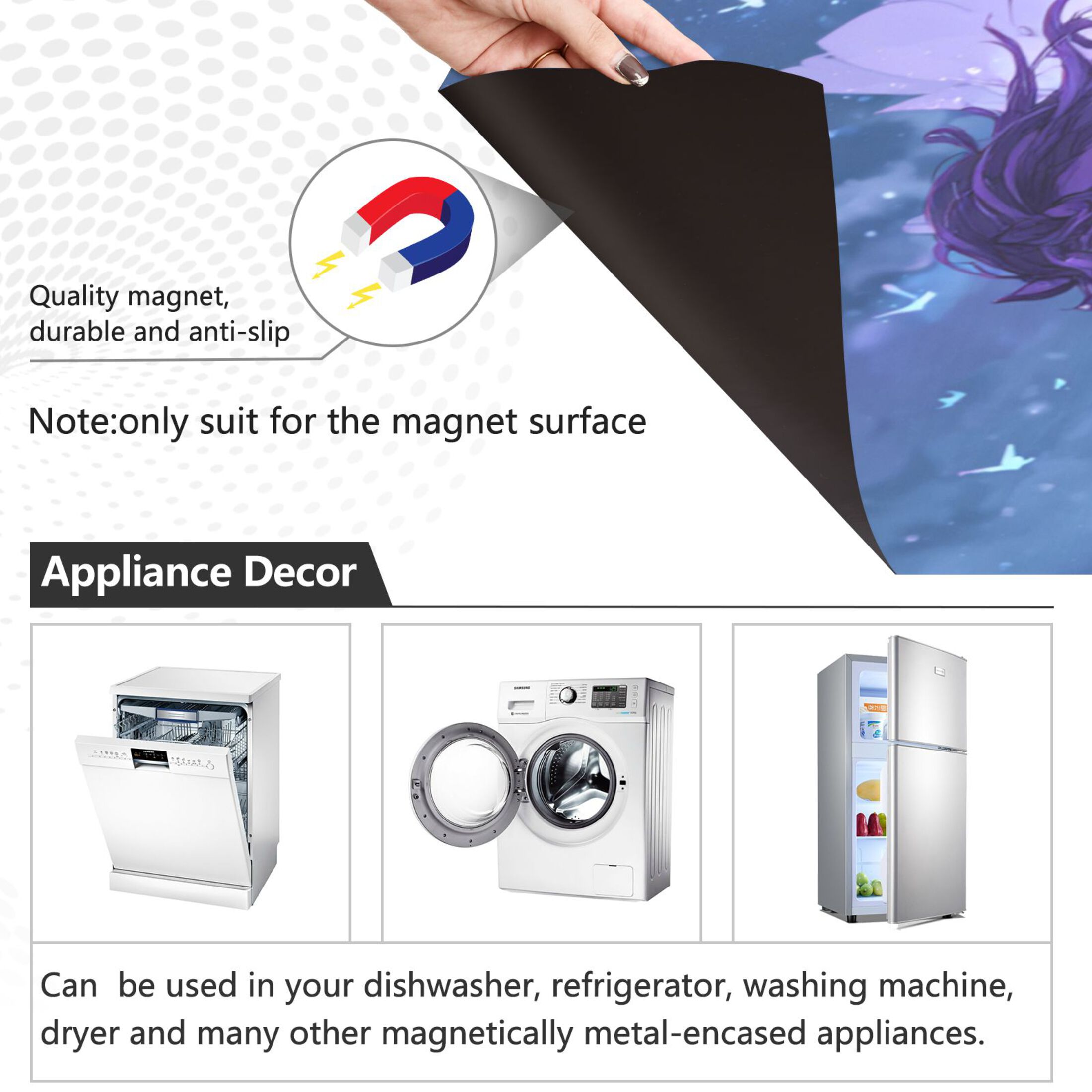 Dishwasher Magnetic Refrigerator Magnet Cover Sticker Home Decorative 23"x26" Purple Horse