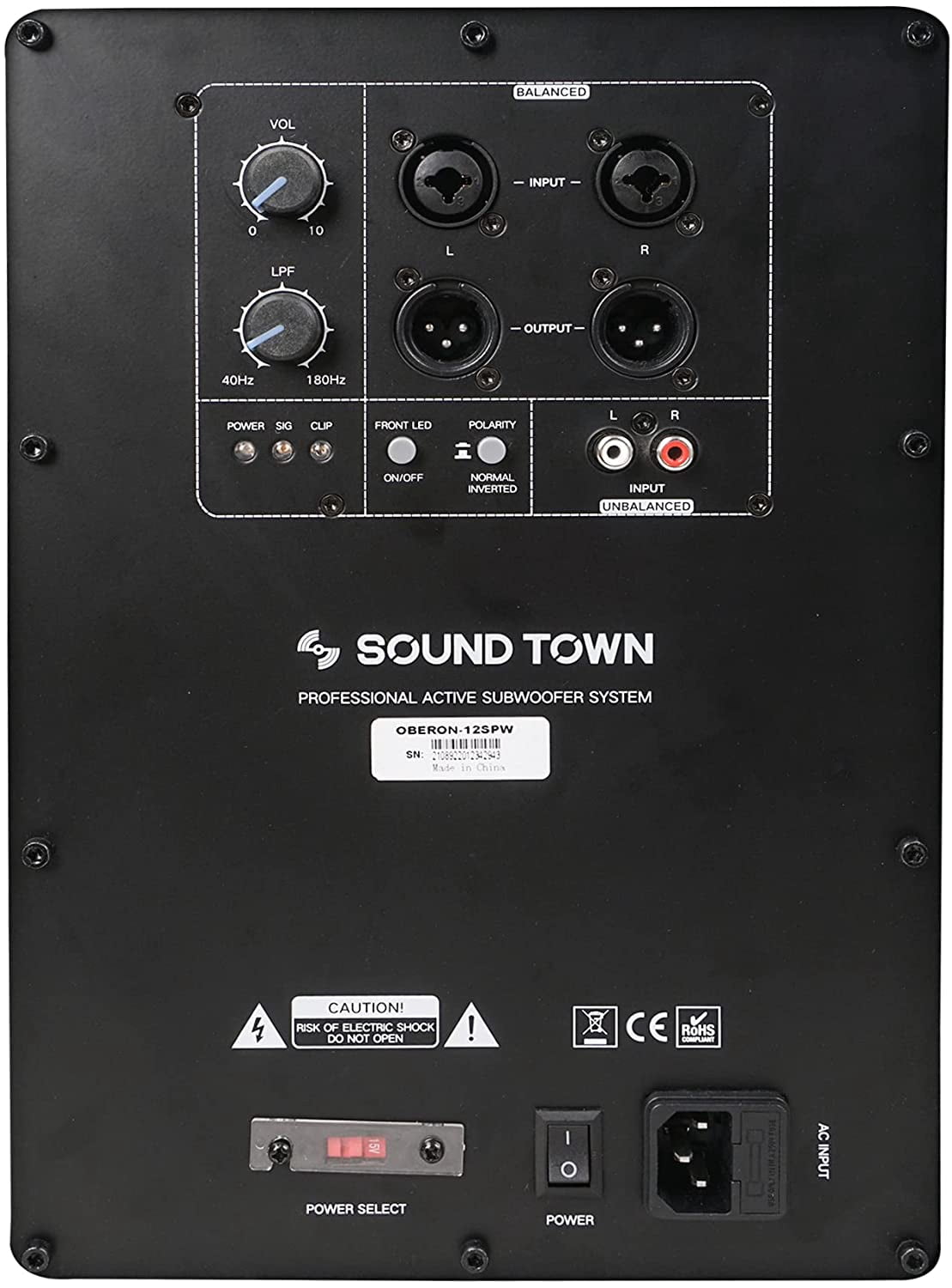 Sound Town OBERON Series 12" 800W Powered PA/DJ Subwoofer with Class-D Amplifier, LPF, Birch Plywood, Black (OBERON-12SPW)