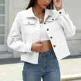 thumbnail image 5 of ClodeEU Women's Cropped Wool Blend Jacket,Long Sleeve Button Down Fall Light Jackets White,Womens Plus L, 5 of 5