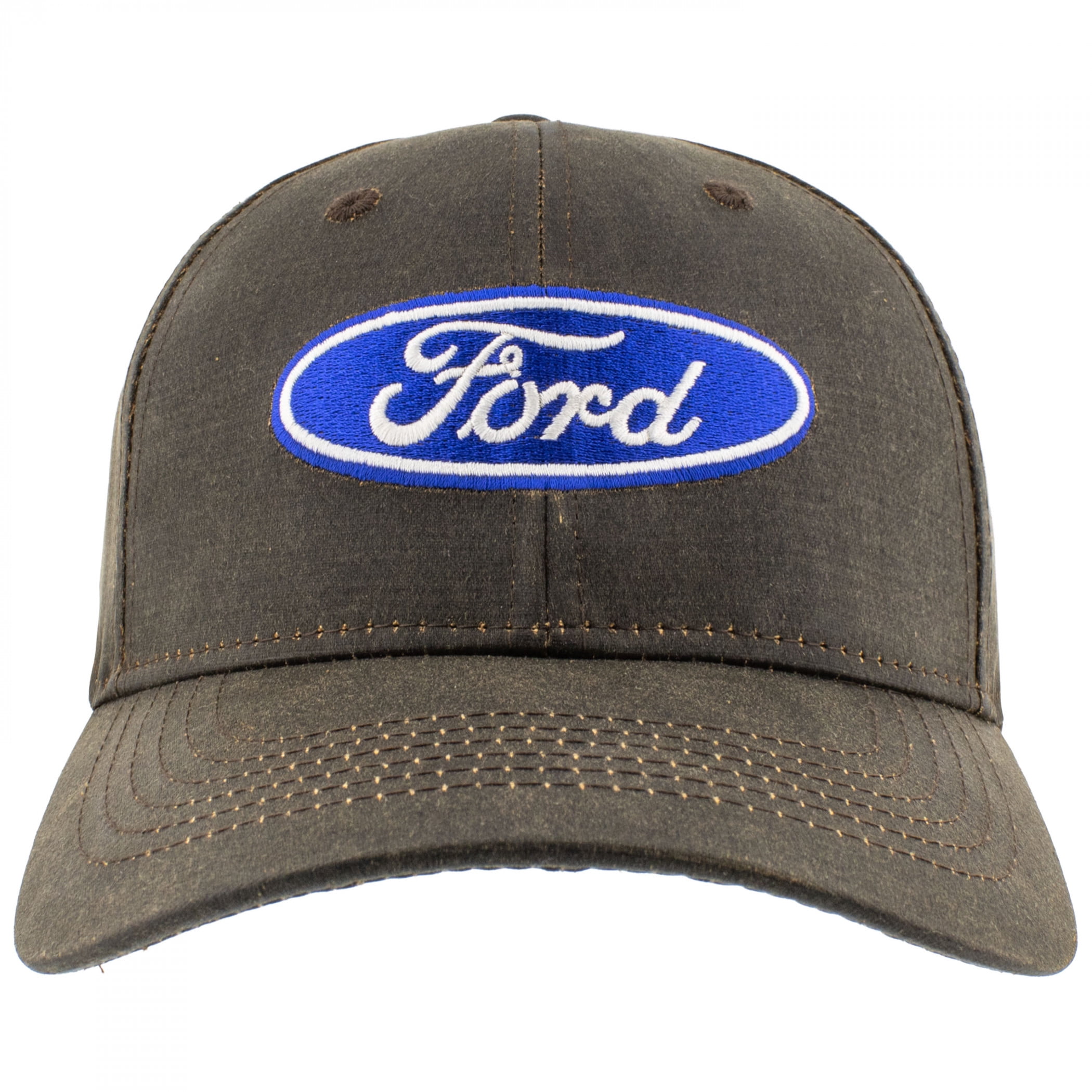 Ford Classic Oval Script Logo Brown Suede Adjustable Curved Bill Hat