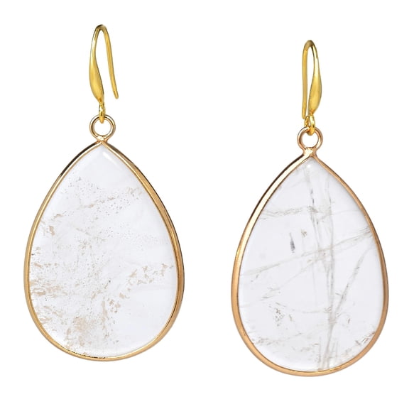 XmhyTop-A 1 Pair Stone Dangle Earrings Chip Drop Earrings, Handmade Bohemian Jewelry,White