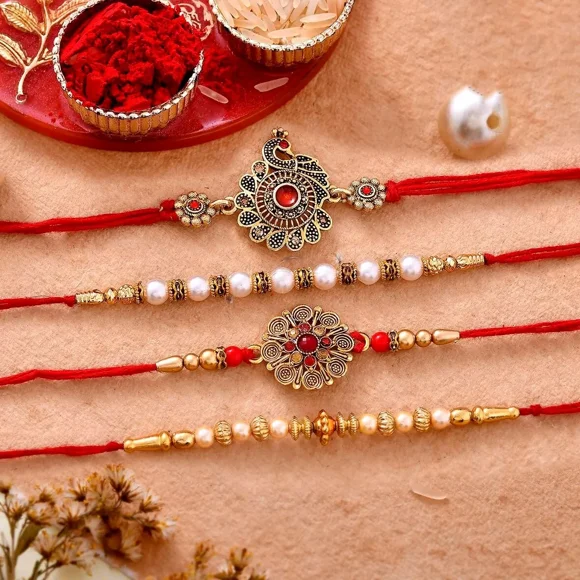 Rakshabandhan Rakhi de Designer pour Frère avec Carte de Vœux, Dora Rakhi, 4 Pcs