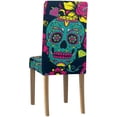 thumbnail image 4 of FMSHPON Day of The Dead Sugar Skull with Florals Stretch Chair Cover Protector Seat Slipcover for Dining Room Hotel Wedding Party Set of 6, 4 of 6