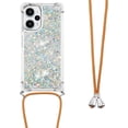 thumbnail image 6 of for Xiaomi Poco F5 5G Clear Case with Crossbody Lanyard, Glitter Sparkly Bling Quicksand with Detachable Adjustable Shoulder Neck Strap Cover Cases for Xiaomi Poco F5 5G QKG Silver, 6 of 7