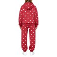 thumbnail image 3 of 2 Piece Sets for Women Fall Cozy Elastic Waist Joggers Matching Long Sleeve Hoodies Polka Dot Athletic Fall Fashion Tracksuits with Pockets Red S, 3 of 5