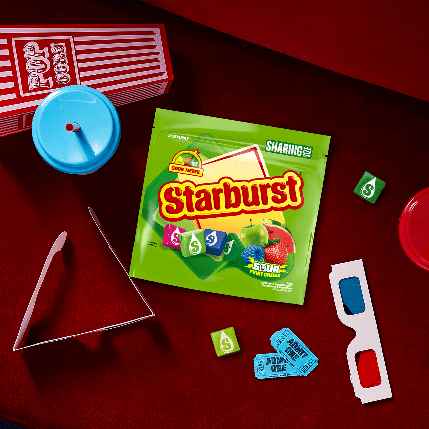 Starburst Sour Fruit Chews Chewy Candy, Sharing Size - 15.6 oz Resealable Bag