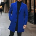 thumbnail image 3 of Aihuaihua Mens Trench Coat Slim Fit Single Brested Overcoat Winter Notched Collar Wool Blend Long Winter Coats With Pockets Blue XXXL, 3 of 6