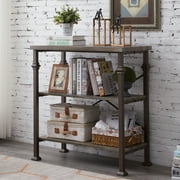 Dasun 3 - Tier Bookshelf, Rustic Industrial Style Bookcase Furniture, Grey Oak