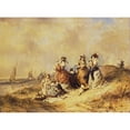 thumbnail image 2 of Eugène Isabey 14x11 Black Ornate Wood Framed Double Matted Museum Art Print Titled: A Promenade by the Sea (1846), 2 of 5