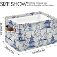 thumbnail image 3 of Large Foldable Storage Bin Pagodas Chinoiserie Fabric Storage Baskets Collapsible Decorative Baskets Organizing Basket Bin with PU Handles for Shelves Home Closet Living Room-2Pack Decor Gifts, 3 of 7