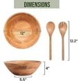 thumbnail image 6 of Luxe Designs | Wooden Salad Bowl Set with Spoon & Fork | Food Safe & Sustainable Decorative Bowl | Easy to Clean Wooden Bowl for Fruits & Salads | 12” x 4” x 5.5", 6 of 8