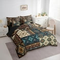 thumbnail image 4 of Manfei Vintage Hippie Aztec 7-Piece Twin Bedding Sets for Man, Brown Western Triangle Bedding Comforter Set, Rustic Farmhouse Patchwork Reversible Sheet Sets, Breathable Home Decor, 4 of 8