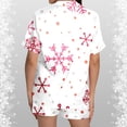 thumbnail image 4 of Bamboo Pajama Sets – Two Piece Sets for Women & Cooling Sleepwear Ladies' Fashionable Casual Reindeer Snowflake Christmas Tree Christmas Snowman Print Silk Satin Short Sleeved Button Up Pajamas Set, 4 of 5