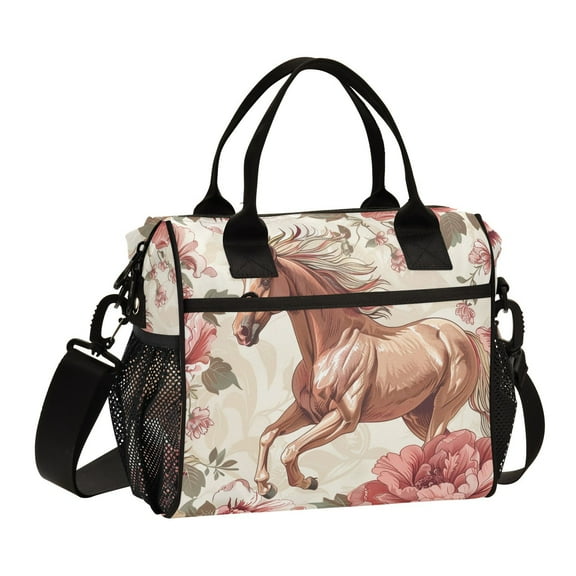 Horse Around Flowers Floral Cooler Bag Lunch Bag Soft Cooler Cooling Tote Insulated Lunch Box for Adult Men Women