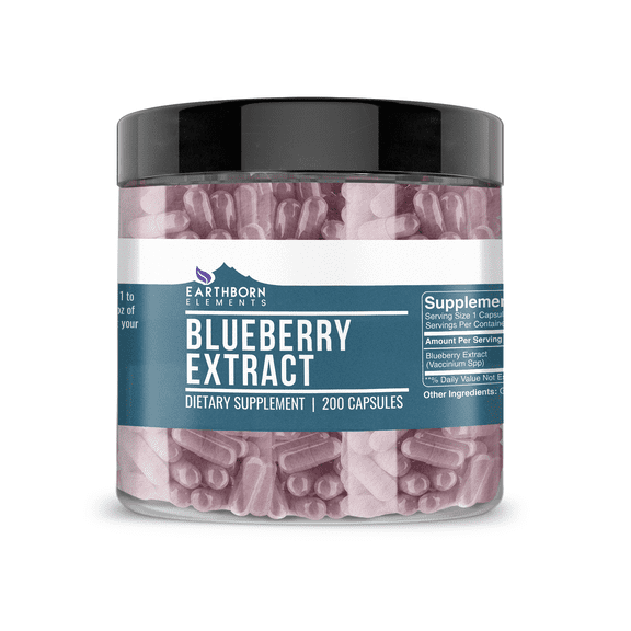 Earthborn Elements Blueberry 10:1 Extract Capsules, Pure & Undiluted, No Additives