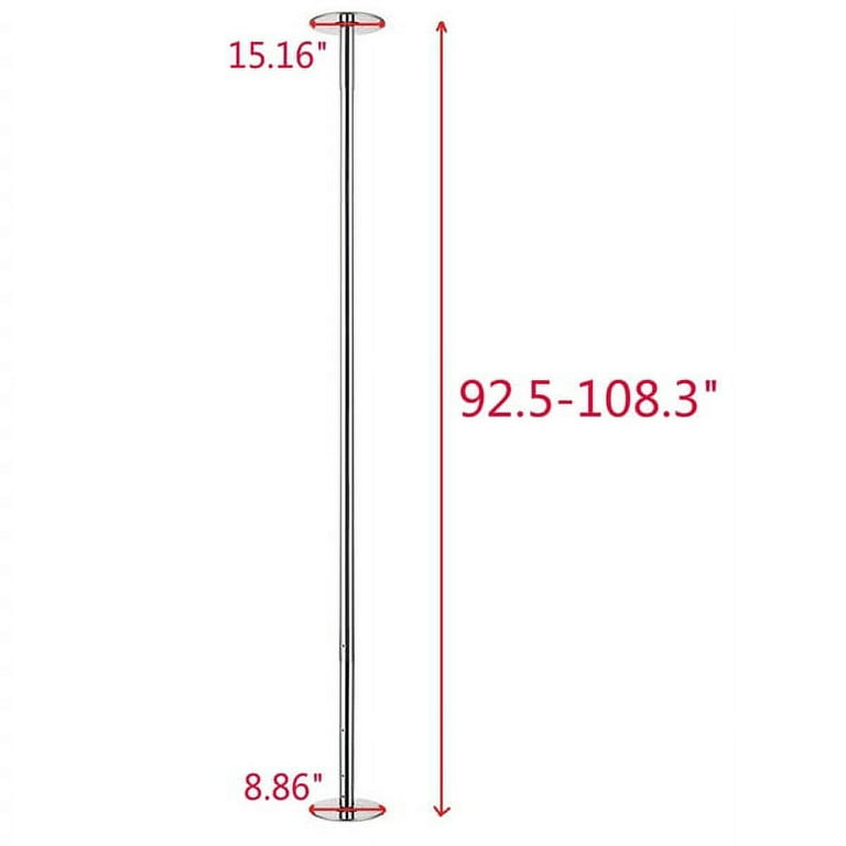 Smilemart Adjustable Dance Pole Portable Stripper Pole Static Spinning Exercise Fitness,Silver, Size: 15.2 x 15.2 x 108.3 inch(LxWxH)