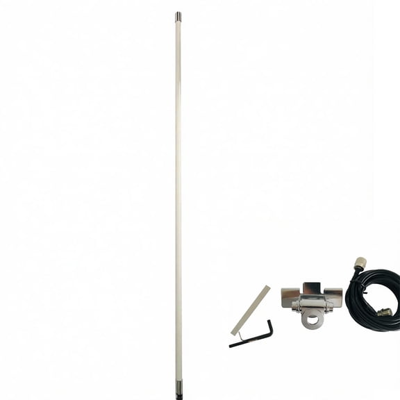 Dual-Band Fiberglass Antenna Kit 144/430MHz, Omnidirectional Ham Radio Antenna with PL259 Connector, 5m Cable and Clamp Mount