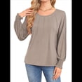 thumbnail image 2 of Camisas de Larga para Mujer, Blusas Plisadas Informales de Negocios con Puños Fruncidos. Caqui XL, 2 of 8