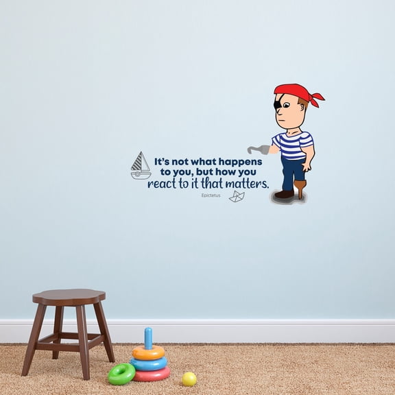 React To It Cute Pirate Life Quote Cartoon Quotes Decors Wall Sticker Art Design Decal for Girls Boys Kids Room Bedroom Nursery Kindergarten Home Decor Stickers Wall Art Vinyl Decoration (20x40 inch)