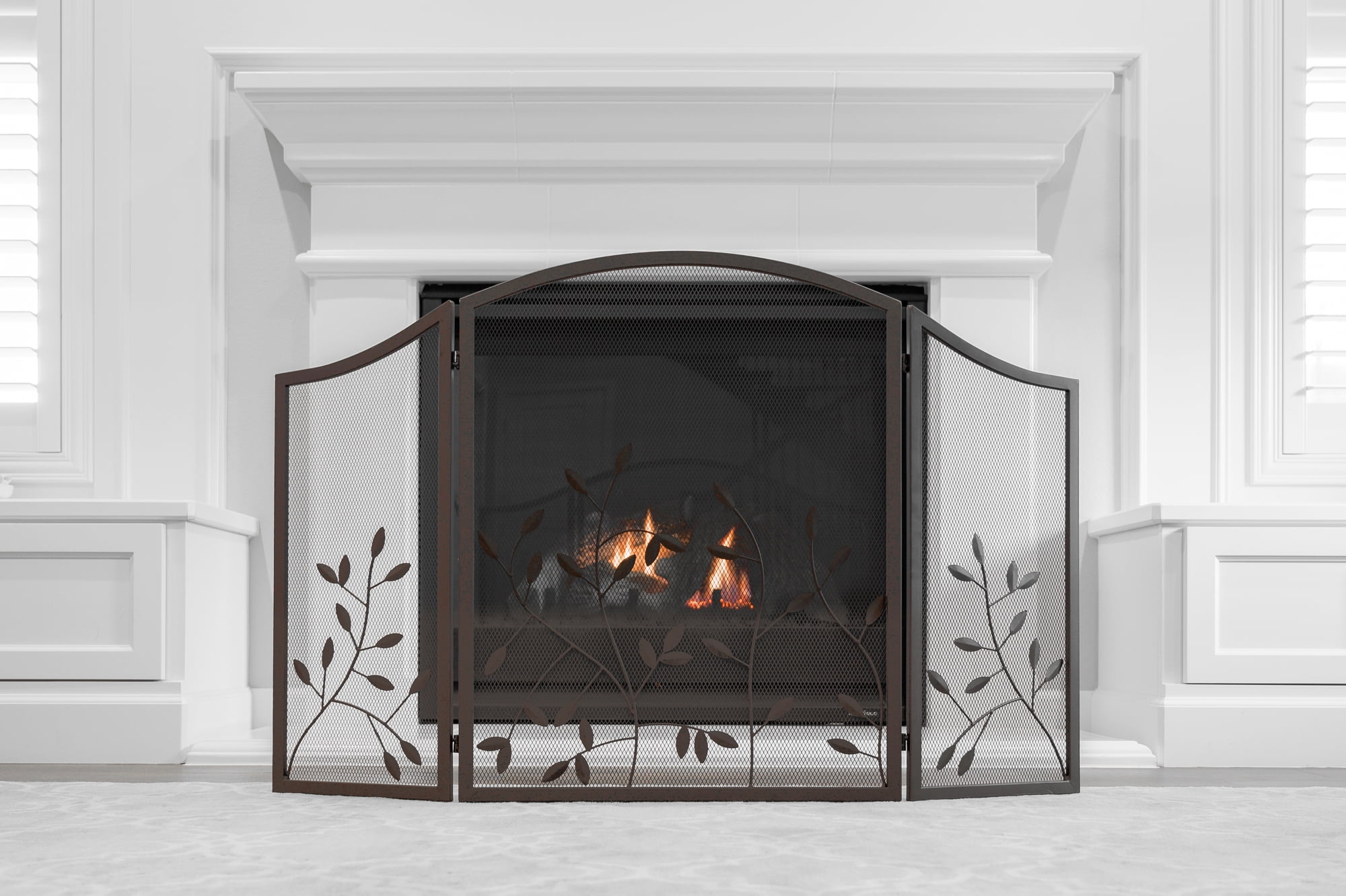 Spark Guard Black Screen Fireplace Freestanding Fireside Panel By Home Discount