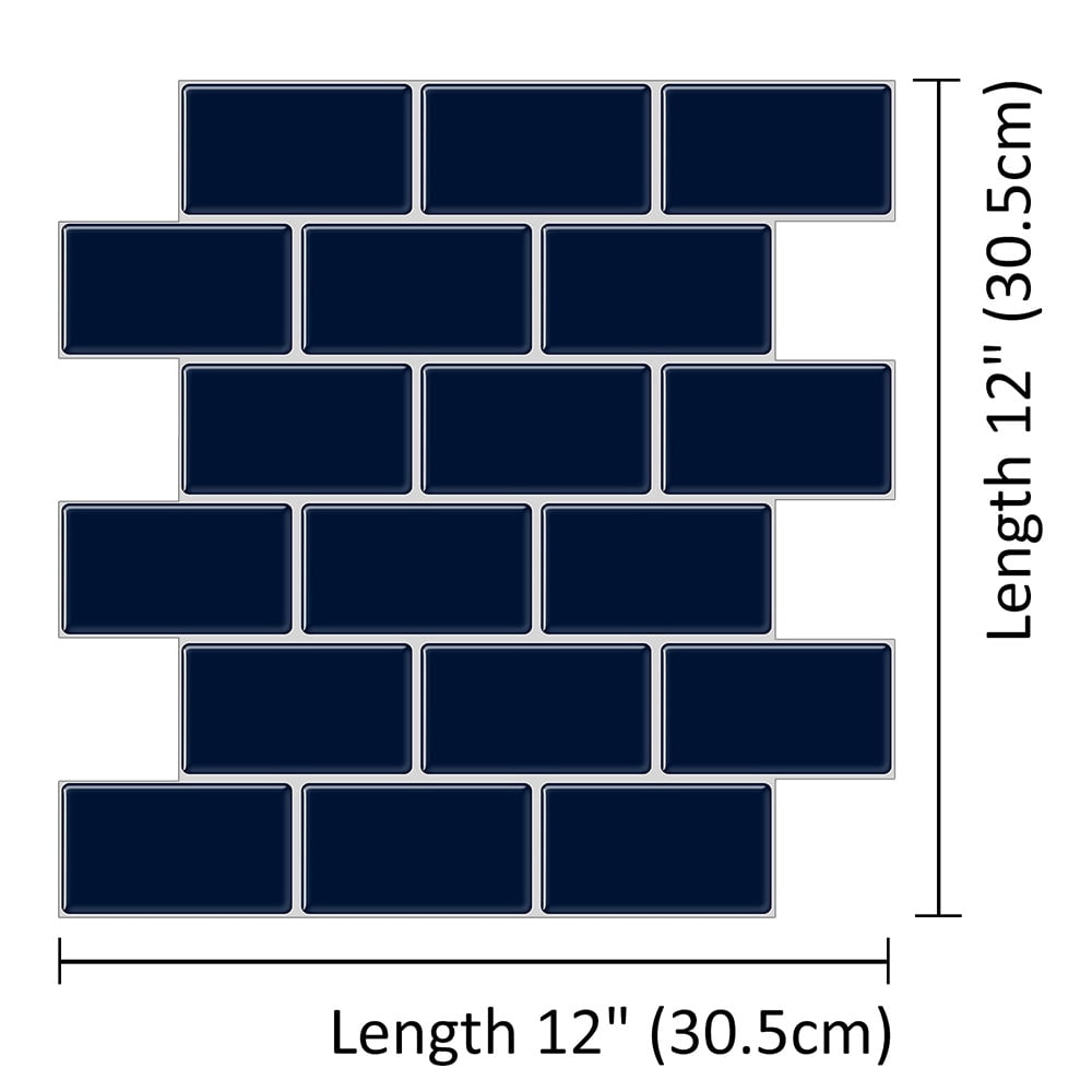 clevermosaics Deep Blue Peel and Stick Vinyl Wall Tiles for Kitchen & Bathroom Backsplash (Pack of 10, Thicker)