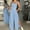 Blue, variant on Baqcunre Jumpsuits For Women Women'S Summer Sleeveless Twisted Knot Cotton Strappy Pants Button Openings Loose Long Pants With Pockets Sweatpants Women Pants For Women Beige L