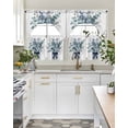 thumbnail image 4 of Blue Eucalyptus Swag Valance and Tier Curtains Set Leaves Bottle Ribbon Farmhouse Pastoral Kitchen Curtains 3 Piece Set Rod Pocket Panels for Bedroom Cafe Swag Valances and 36 inches Tiers, 4 of 6