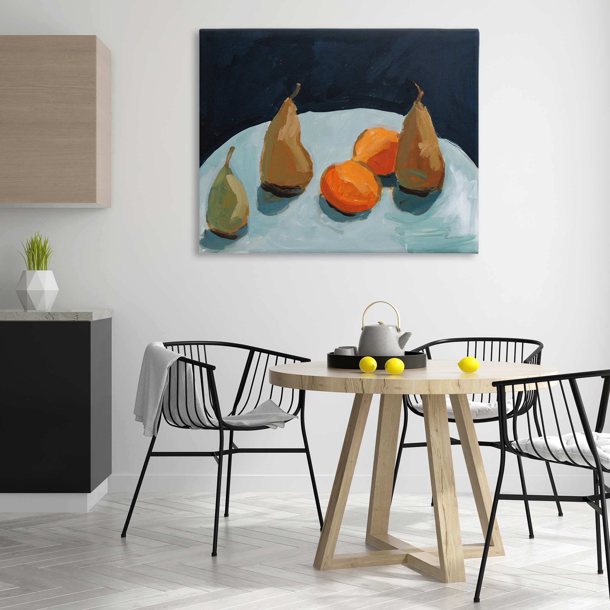 Stupell Industries Pear & Orange Food & Beverage Painting Gallery Wrapped Canvas Art Print Wall Art, 48 x 36