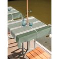 thumbnail image 2 of Outdoor Tablecloth with Umbrella Hole for Patio/Picnic/Party/Camping, Sage Green Stripe Waterproof Table Cloth Square Cover Washable, Modern Minimalist Geomertic Striped Beige (54"x 54"), 2 of 9