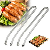 BBQ Sausage Turning Tongs, 2025 New Stainless Steel BBQ Kitchen Tongs for Cooking, Long Handle BBQ Grill Tongs, (2pcs)
