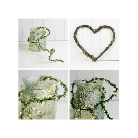 Battery Powered Party String Lights Tinymills Artificial Leaf Vine String Lights Battery Powered Wreath Garland Holiday Fairy Lighting String Christmas Party Wedding Home Garden Decor ()