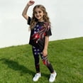 thumbnail image 4 of CCRFTGI America&nbsp;250 Summer Outfits for Children Girls Size 8 Patriotic 2 Piece Outfits American Flag Stars Short Sleeve T Shirt and Elastic Waist Pants Freedom Clothing Sets Multicolor 3-4 Years, 4 of 5